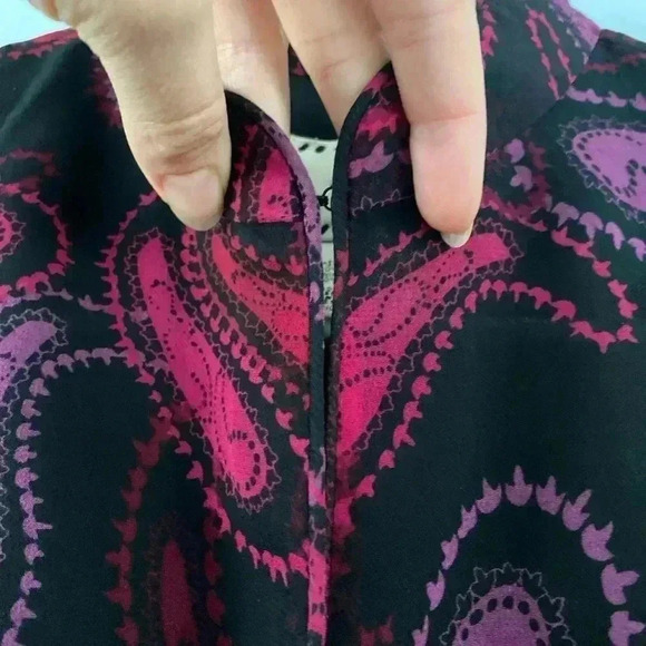 VTG Y2K 100% Silk Blouse Black Pink M Medium Whimsygoth Fairycore Goth Babydoll - Picture 6 of 11